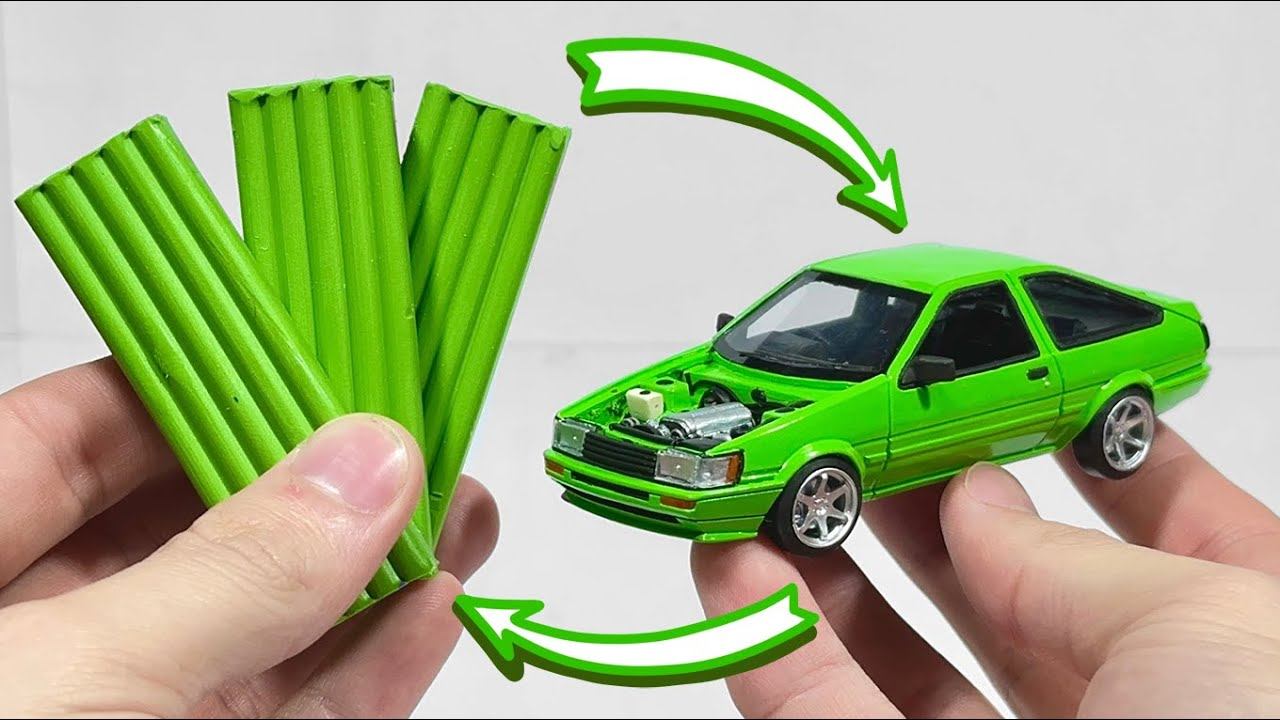 Превращение пластилина в машину Toyota AE86 Levin, невероятный результат работы! смотреть онлайн