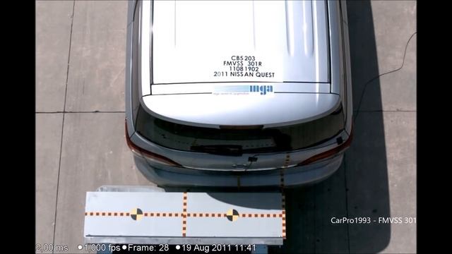 2011-2017 Nissan Quest FMVSS 301 Rear Crash Test (50 Mph) смотреть онлайн