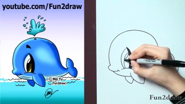 Easy Fun Things to Draw - How to Draw a Whale - Cute Drawings - Fun2draw | Online Art Tutorials смотреть онлайн