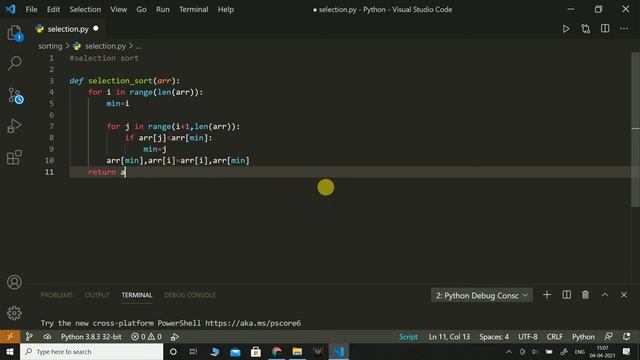 Sorting - Selection Sort | Python | Coding смотреть онлайн