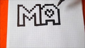 Открытка Маме Как рисовать по клеточкам слово МАМА Простые рисунки How to Draw Pixel Art