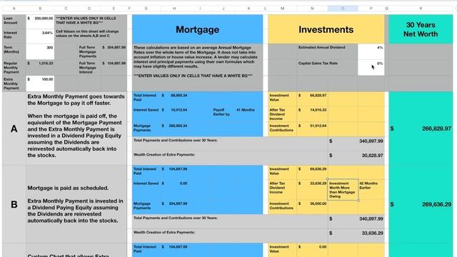 Spreadsheet: Investing vs Extra Mortgage payments Calculator Spreadsheet Apple Numbers and Excel смотреть онлайн