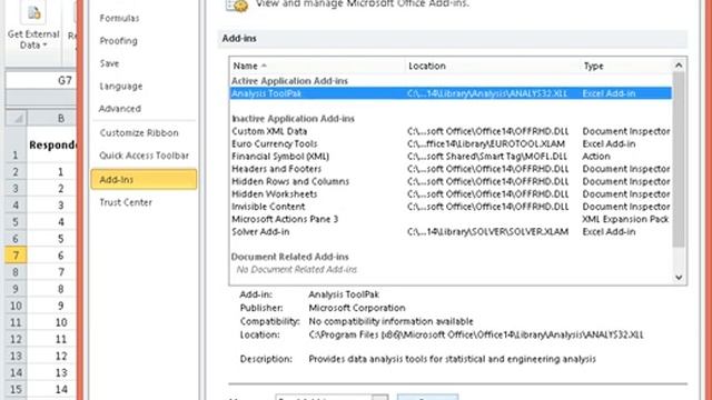 Excel Tutorial - Installing Data Analysis Add-in смотреть онлайн
