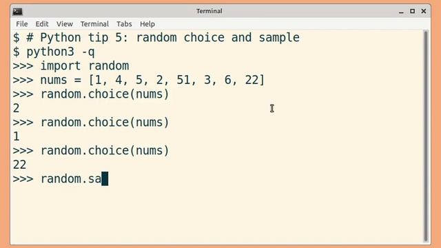 Python tip 5: random choice and sample смотреть онлайн
