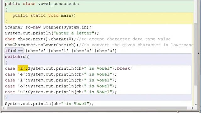 WAP to check whether given letter is vowel or consonant using switch case (prg given in description смотреть онлайн
