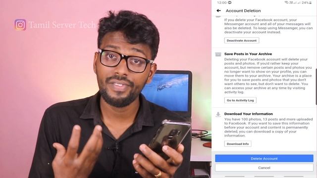 How o Delete My Facebook Account Permanently in tamil | Tamil Server Tech смотреть онлайн