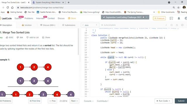 LeetCode 21 Merge Two Sorted Lists. Facebook, Amazon, Microsoft Interview Question. смотреть онлайн