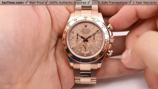 ▶Rolex Daytona Rose Gold Pink Diamond Baguette Dial & Bezel Oyster Bracelet - REVIEW 116505 смотреть онлайн