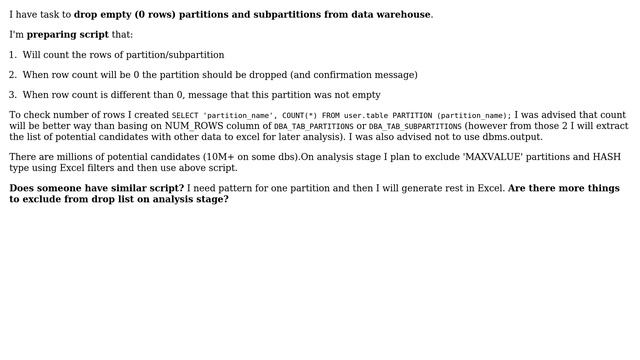 Databases: Dropping empty partitions in Oracle 11g DB смотреть онлайн