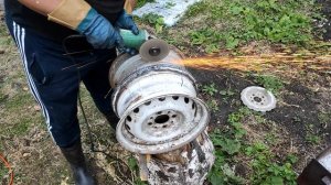 ПЕЧЬ ДЛЯ КАЗАНА из автомобильных дисков.