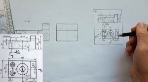 Сложные разрезы. Построить проекции фигуры и указать ступенчатые разрезы. Инженерная графика