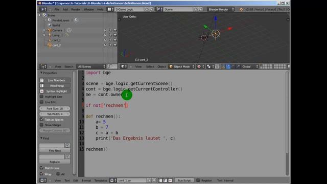 BGE Python Script # Definitionen und Funktionen смотреть онлайн