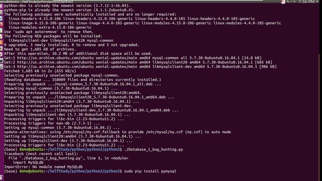 python2 bug , try to use mysql but failed case 2, ImportError No module named MySQLdb смотреть онлайн