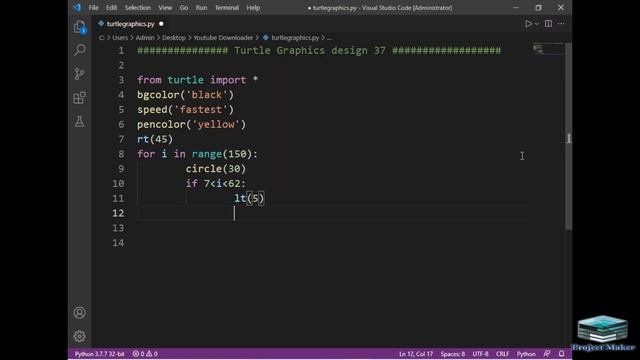python turtle graphics tutorial || #design37 || Python graphics смотреть онлайн