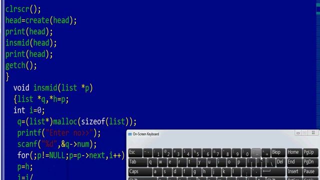 Function to insert node at the mid of a linklist in C смотреть онлайн