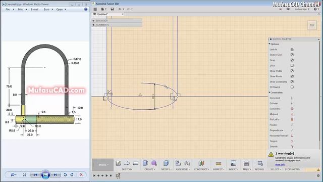 Fusion 360 2D Sketch Drawing | Practice Tutorial | Exercise 8 смотреть онлайн