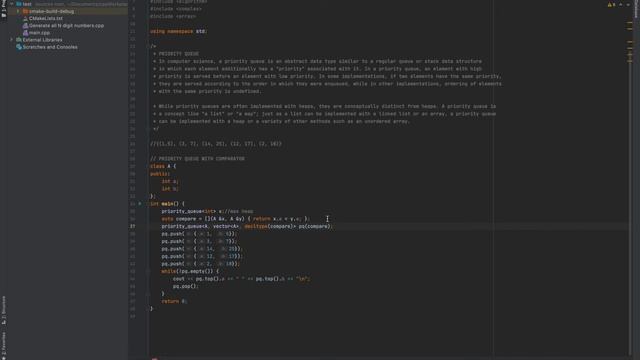 Priority Queue with comparator in C++ смотреть онлайн