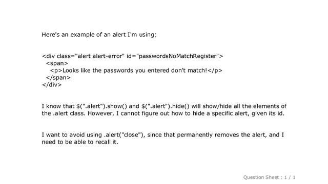 jQuery : How can I show/hide a specific alert with twitter bootstrap? смотреть онлайн