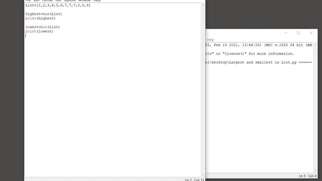 Python Lists - Find largest and smallest element in a list смотреть онлайн