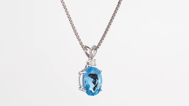 14 kt White Gold Oval Shape 3.00 ct Swiss Blue Topaz Pendant P8928 by Peora Jewelry смотреть онлайн