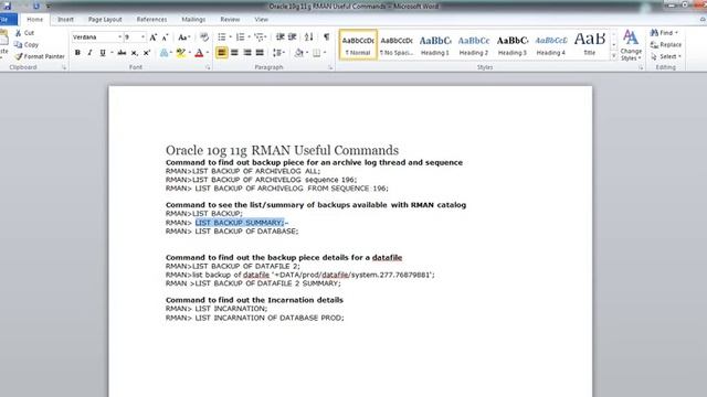 ORACLE TUTORIAL - RMAN backup commands смотреть онлайн