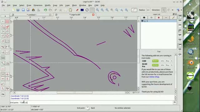 Q-CAD on Linux Mint 17 смотреть онлайн