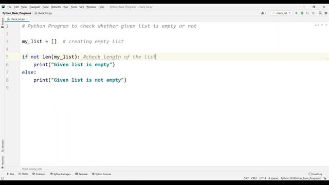 Python Program to check whether given list is empty or not ? || Python Basic Programs #10 смотреть онлайн