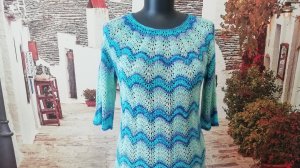 Платье из Ализе дива батик. Часть 4, вяжем изделие от талии вниз.