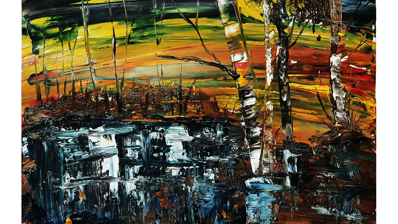 Нарисуем пейзаж за 10 минут. Как легко нарисовать осень. Пасмурная осень гуашью. смотреть онлайн