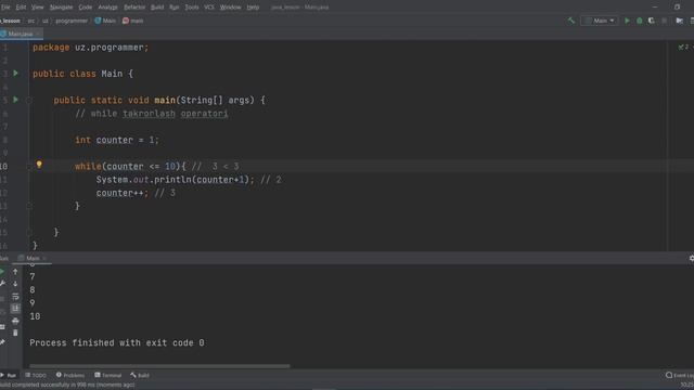 While takrorlash operatori - Java dasturlash tili - Java darslari смотреть онлайн