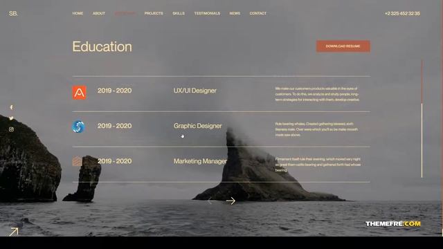 Sam Bailey - Personal CVResume WordPress Theme dark online cv Website Builder смотреть онлайн