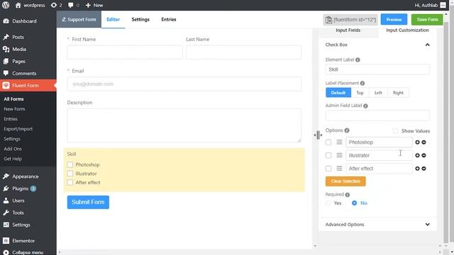 Check Box Field in WP Fluent Form WordPress Plugin смотреть онлайн