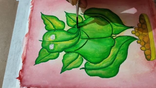 How to make the 'LORD GANESHA' with Poster Colour, by draw the 'LEAVES'?| Easy Step by Step. смотреть онлайн