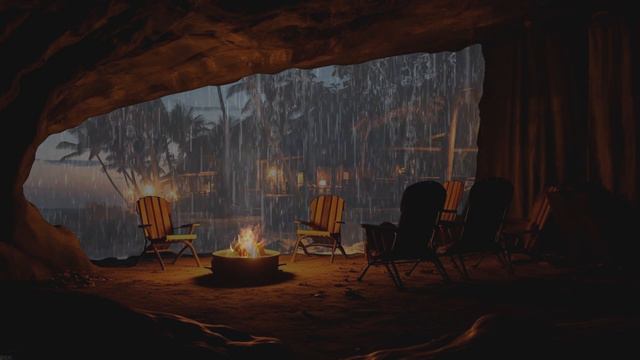 Continuous Heavy Rain Promotes Sleep Earlier - Avoid the Storm in the Cave - Light a Fire to Sleep смотреть онлайн