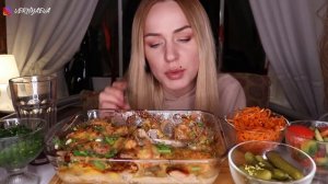 MUKBANG | Запечённые крылья с картофелем под сыром, закуски | baked wings with cheese не ASMR
