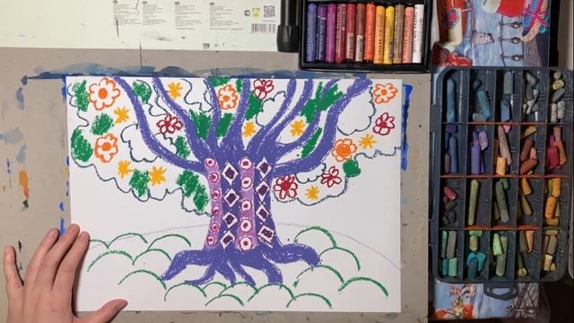 Декоративное рисование масляной пастелью смотреть онлайн