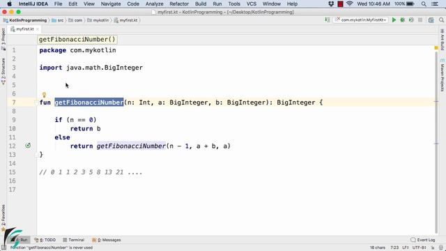 Kotlin TAILREC Function example. Use Recursion in Optimised way. Kotlin Android Tutorial #7.9 смотреть онлайн