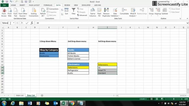 Multiple dependant drop down list using Data validation in Excel 2013 смотреть онлайн