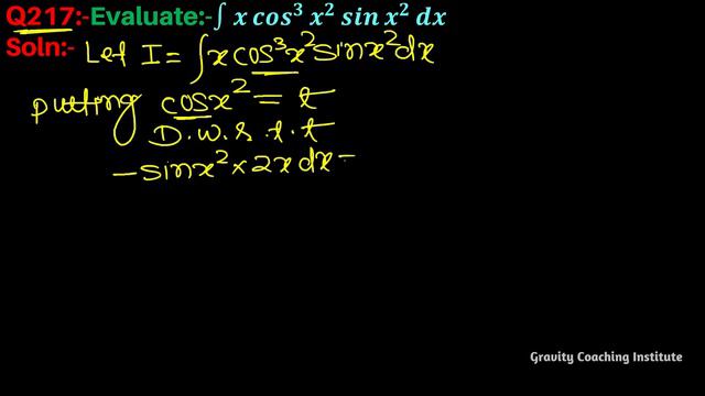 Q217 | ∫ x cos ^3 x^2 sin x^2 dx | Integral of x cos cube x square sin x square | Class 12 смотреть онлайн