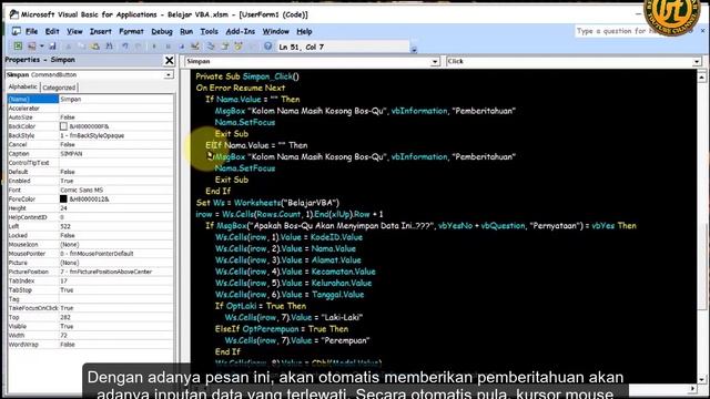 VBA Excel Part 6 - Cara Membuat Tombol Simpan dan MsgBox Makro VBA Excel смотреть онлайн
