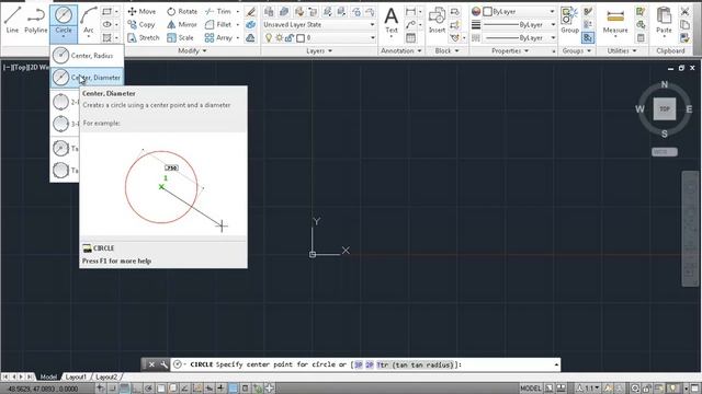 Cerc construit in AutoCad folosind centrul si diametru смотреть онлайн