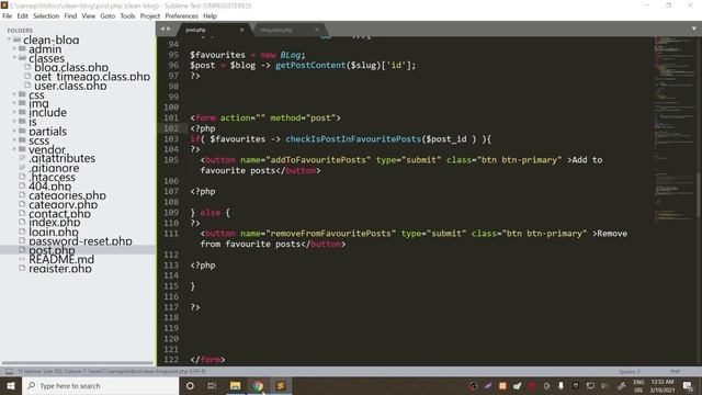 Part 30 - Making form to add / remove posts from favourite posts table - OOP PHP PDO - 4K смотреть онлайн