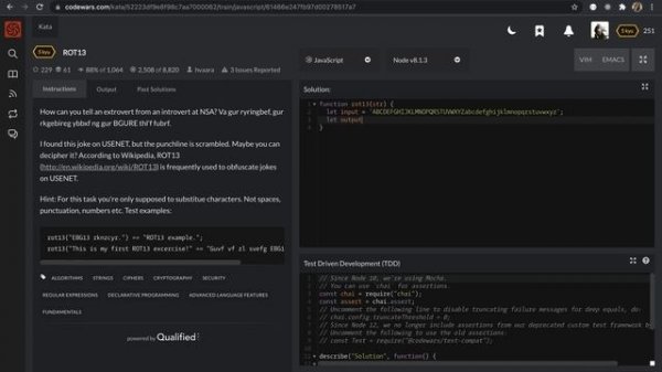 CodeWars || ROT13 || JavaScript || Code Challenge