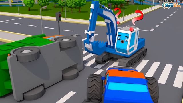 Blue Tractor playing football | Cars Cartoons for children смотреть онлайн