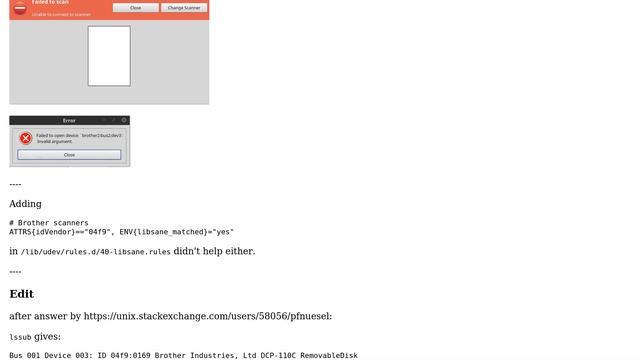 Unix & Linux: Brother DCP-110c integrated scanner not working in Mint (18.1 x64) смотреть онлайн