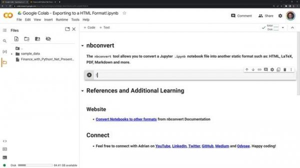 Google Colab - Exporting to a HTML Format!