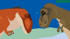 Giganotosaurus vs Tyrannosaurus rex Stick Fight /Animation