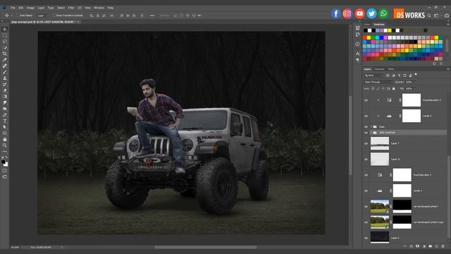 Photoshop Car Manipulation | Jeep | Dark Glowing Lighting Effect Editing | ds_works смотреть онлайн