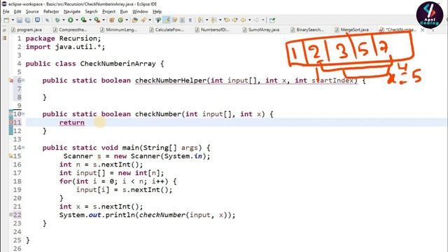 Q70- Check Number in Array using Recursion in Java | Find number in array using recursion in java смотреть онлайн