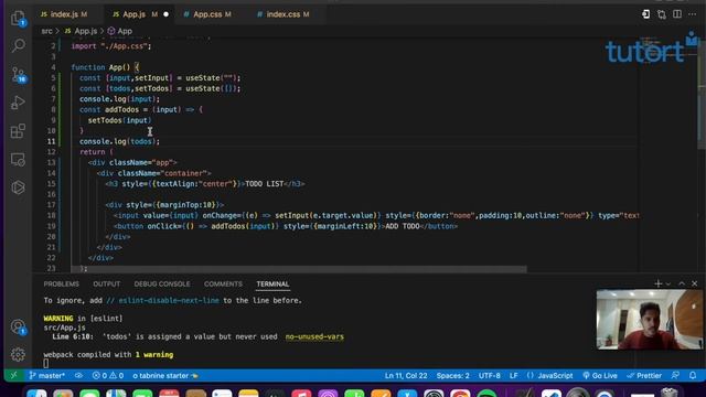 To-do list in React JS (Mini Project) | React JS Tutorial for Beginners | Tutort Academy смотреть онлайн